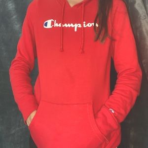 Red champion hoodie